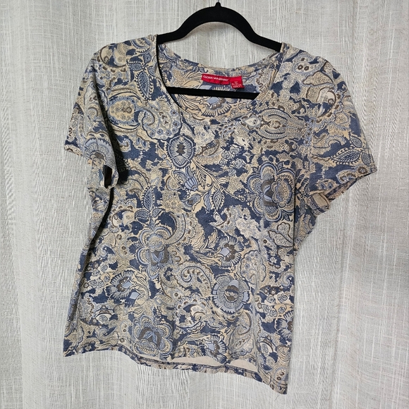 Vintage Y2k Paisley Short Sleeve Blouse Shirt - Picture 1 of 3